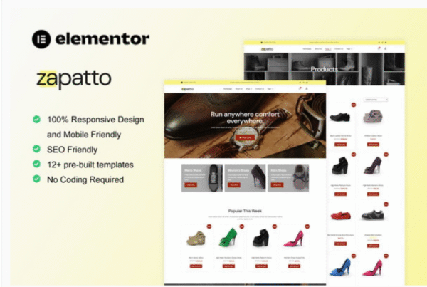 Zapatto - Shoes Store WooCommerce Elementor Template Kit